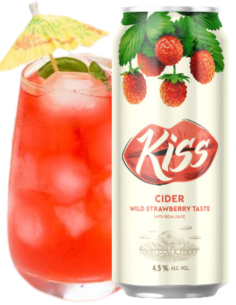 KISS CIDER lata de 50cl de sidra de marca - SABOR DE MORANGO SELVAGEM ( Morango ) 2