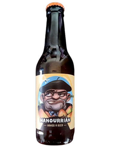 botella 33cl de cerveza de marca VAMOS A BEER - MANGURRIÁN, estilo Hazy Mango IPA