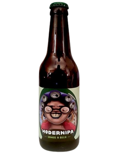 garrafa de 33cl de cerveja VAMOS A BEER - cerveja da marca MODERNIPA, estilo ipa