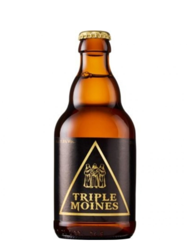 garrafa de 33cl de cerveja de marca TRIPLE MOINE, estilo Triple belga