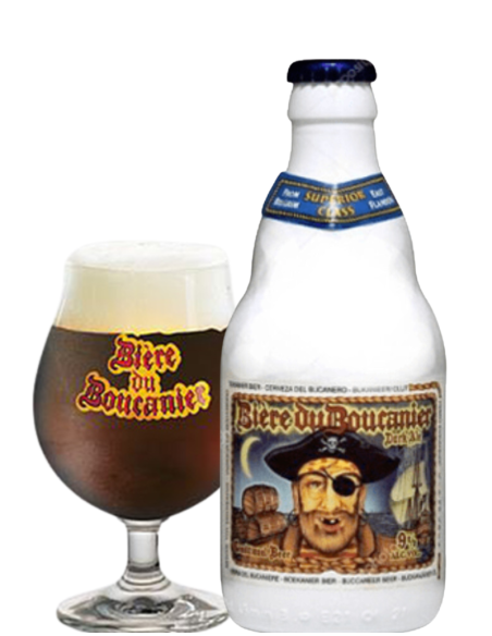 BOUCANIER BOUCANIER garrafa de 33cl de cerveja da marca - BIERE DU com copo, estilo Dark Ale