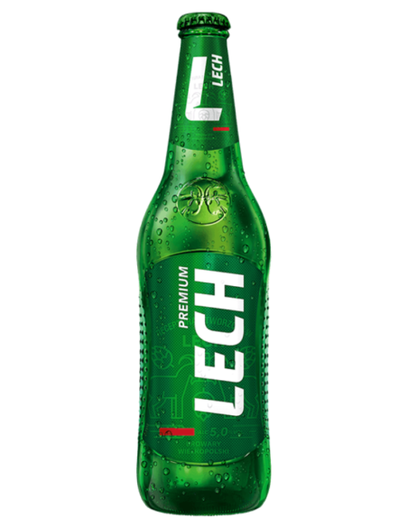 botella 33cl de cerveza de marca LECH - PREMIUM , estilo European Pale Lager