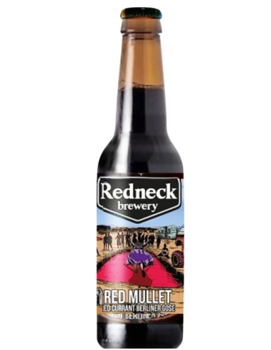 botella 33cl de cerveza de marca REDNECK - RED MULLET, estilo Red Currant Berliner Gose