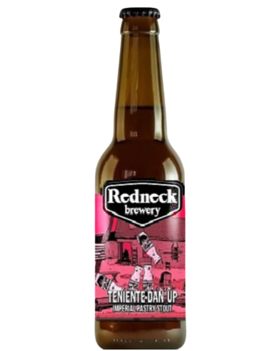 botella 33cl de cerveza de marca REDNECK - TENIENTE DAN'UP, estilo Imperial Pastry Stout