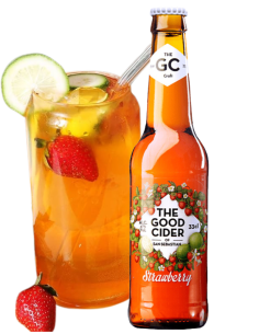 botella 33cl de cerveza de marca THE GOOD CIDER - STRAWBERRY ( Fresa y Lima ), estilo Sidra 2