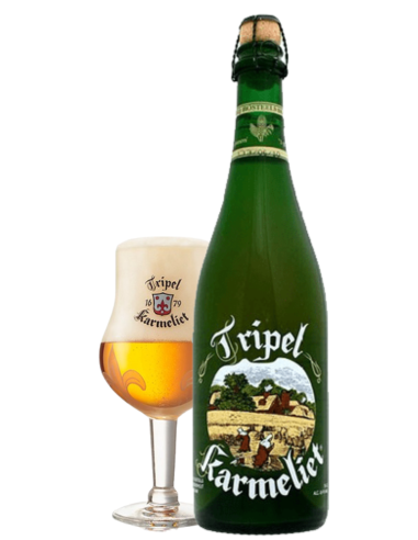 75cl bottle of TRIPEL KARMELIET beer with glass, Belgian Tripel style