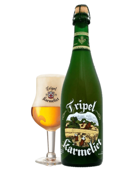 75cl bottle of TRIPEL KARMELIET beer with glass, Belgian Tripel style