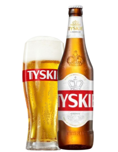 botella 50cl de cerveza de marca TYSKIE - GRONIE, estilo European Pale Lager 2
