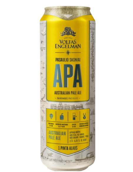 garrafa de 57cl de cerveja da marca VOLFAS ENGELMAN - AUSTRALIAN PALE ALE, estilo American Pale Ale