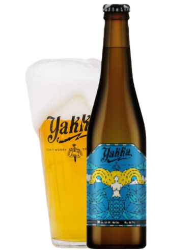 YAKKA garrafa de 33cl de cerveja da marca - BLONDE com copo, estilo Belgian Blond (sem glúten)