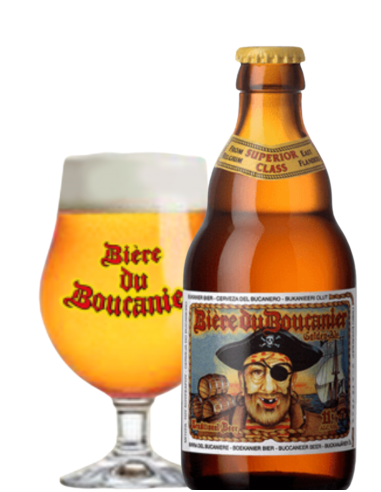 bottle 33cl of beer brand BOUCANIER - BIERE DU BOUCANIER with glass, Golden Ale style
