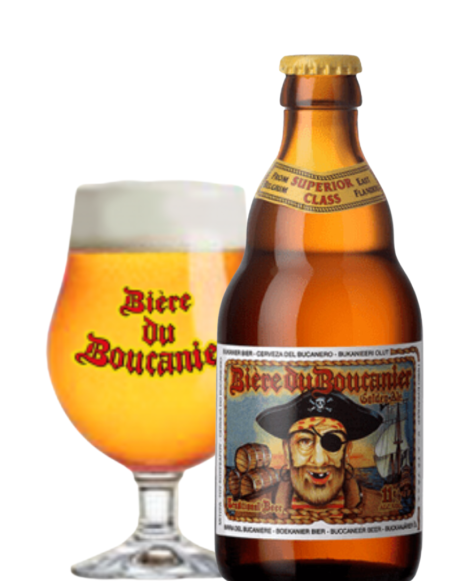 bottle 33cl of beer brand BOUCANIER - BIERE DU BOUCANIER with glass, Golden Ale style