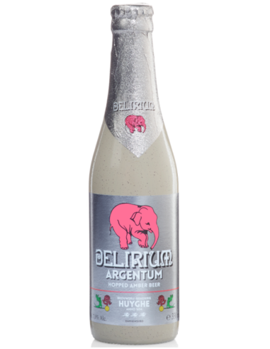 botella 33cl de cerveza de marca DELIRIUM - ARGENTUM, estilo Hopped Amber IPA