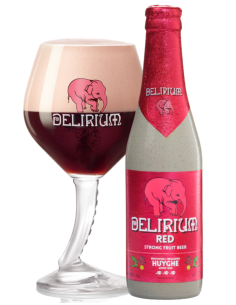 botella 33cl de cerveza de marca DELIRIUM - RED, estilo Strong Fruit Beer 2