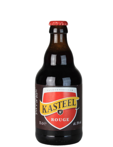 botella 33cl de cerveza de marca KASTEEL - ROUGE, estilo Strong Fruit Beer