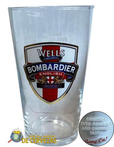 American pint glass 56,8cl of beer brand BOMBARDIER