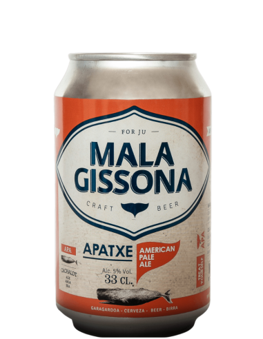 lata de 33cl de cerveja MALA GRISSONA - marca APATXE, estilo American Pale Ale