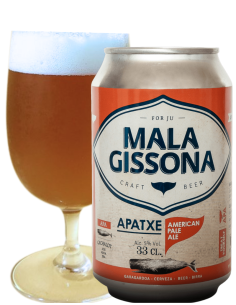 lata 33cl de cerveza de marca MALA GRISSONA - APATXE, estilo American Pale Ale 2