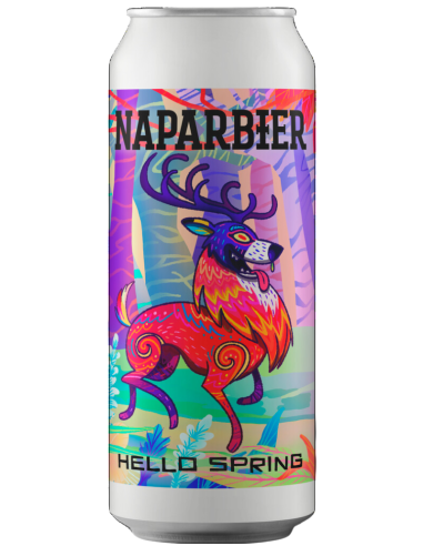 lata 44cl de cerveza de marca NAPARBIER - HELLO SPRING, estilo European Pale Lager