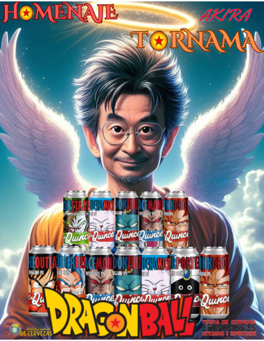 lote 12x44cl de cerveza de marca HOMENAJE AKIRA TORIYAMA DRAGON BALL, estilo diferente