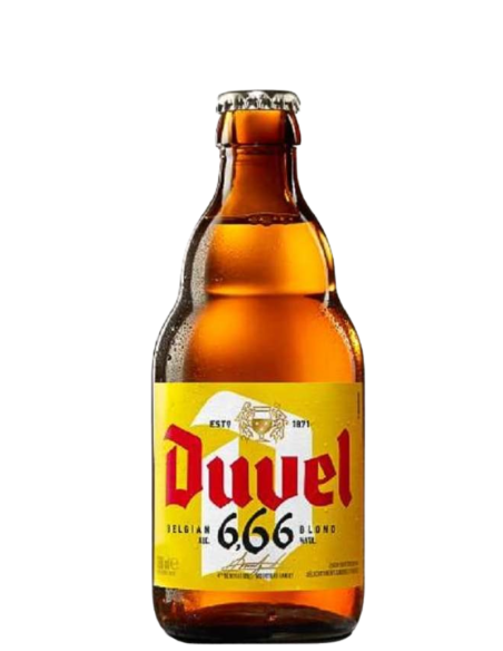 botella 33cl de cerveza de marca DUVEL - 6,66, estilo Belgian Blond