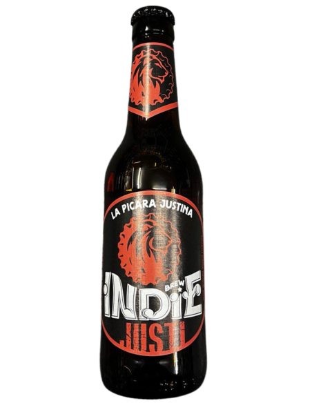 BREW INDIE garrafa de 33cl de cerveja de marca - JUSTI, estilo Red Ale