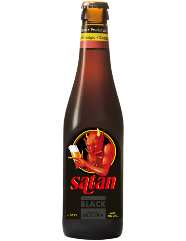 botella 33cl de cerveza de marca SATAN - BLACK, estilo Belgian Strong Dark Ale