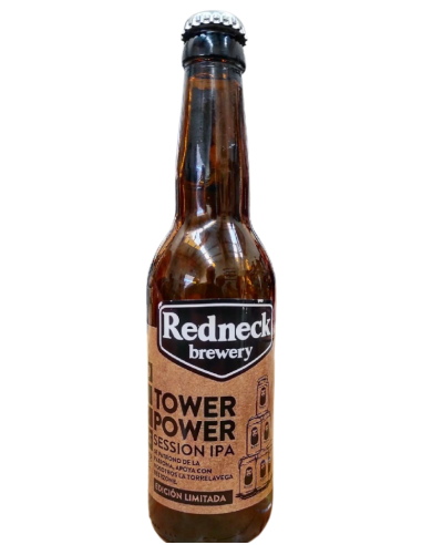 botella 33cl de cerveza de marca REDNECK - TOWER POWER, estilo Hazy IPA