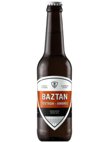 botella 33cl de cerveza de marca BIDASSOA - BAZTAN, estilo European Amber Lager