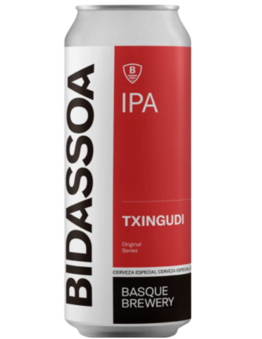 lata 44cl de cerveza de marca BIDASSOA - TXINGUDI, estilo West Coast IPA