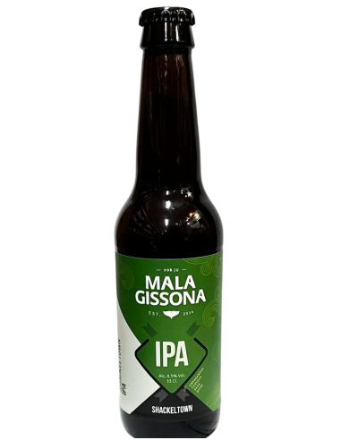 33cl bottle of beer brand MALA GRISSONA - SHACKEL TOWN , ipa style