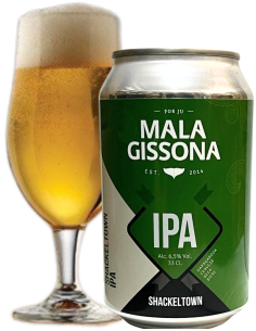 lata 33cl de cerveza de marca MALA GRISSONA - SHACKEL TOWN, estilo IPA 2
