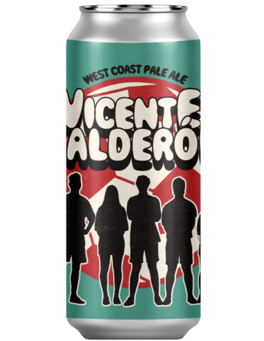 lata 44cl de cerveza de marca LA QUINCE - VICENTE CALDERÓN , estilo West Coast Pale Ale