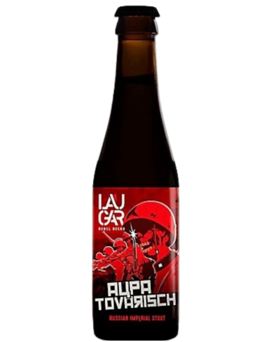 garrafa de 33cl de cerveja da marca LAUGAR - AUPA TOVARISCH, estilo Imperial Stout