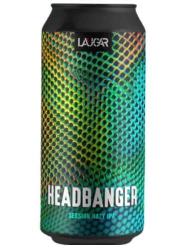 44cl can of LAUGAR - HEADBANGER brand beer, Session Hazy IPA style