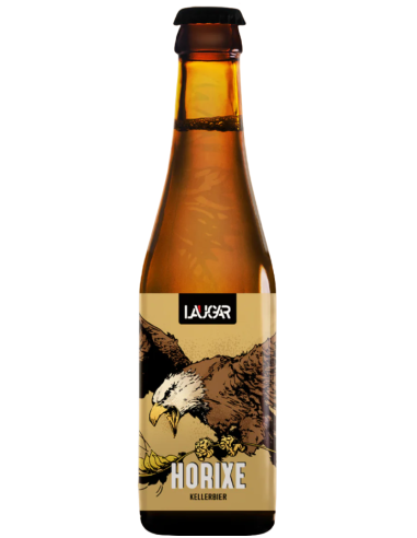 garrafa de 33cl de cerveja LAUGAR - marca HORIXE, estilo Kellerbier