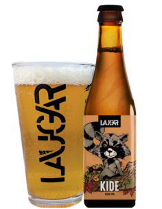 botella 33cl de cerveza de marca LAUGAR - KIDE, estilo DDH IPA 2