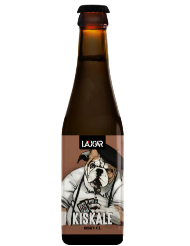 garrafa de 33cl de cerveja da marca LAUGAR - KISKALE, estilo Brown Ale