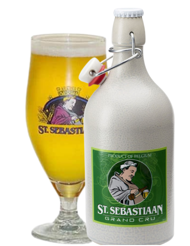 bottle 50cl of beer brand ST SEBASTIAAN - GRAND CRU with glass, Belgian Strong Pale Ale style