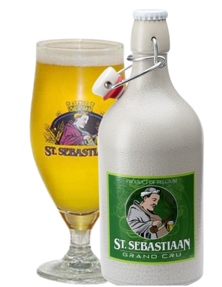 bottle 50cl of beer brand ST SEBASTIAAN - GRAND CRU with glass, Belgian Strong Pale Ale style