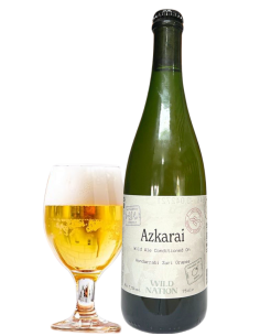 botella 75cl de cerveza de marca WILD NATION - AZKARAI , estilo Wild Ale Conditioned on Hondarrabi Zuri Grapes 2