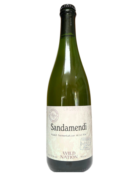 garrafa de 75cl de cerveja da marca WILD NATION - SANDAMENDI, estilo Wild Ale de fermentação mista