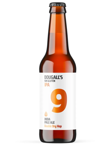 botella 33cl de cerveza de marca DOUGALL'S - IPA 9, estilo Hazy West Coast IPA (Sin Gluten)