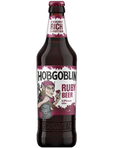 garrafa de 50cl de cerveja da marca MARSTON'S - HOBGOBLIN, estilo Ruby Beer