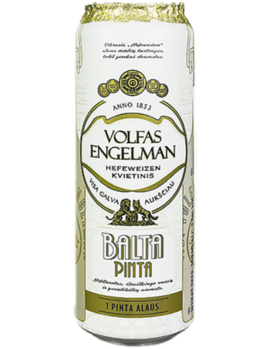 57cl can of VOLFAS ENGELMAN - BALTA brand beer, Hefeweizen style