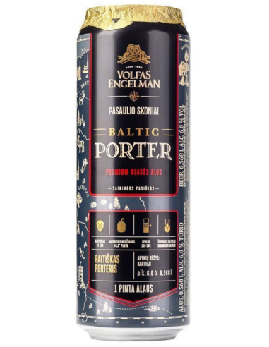 57cl can of VOLFAS ENGELMAN - BALTIC PORTER brand beer, Baltic Porter style