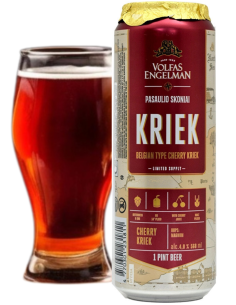 lata 57cl de cerveza de marca VOLFAS ENGELMAN - KRIEK , estilo Belgian Cherry Kriek 2