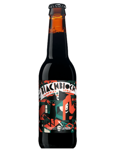 botella 33cl de cerveza de marca LA PIRATA - BLACK BLOCK, estilo Imperial Stout