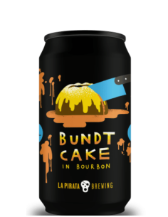 33cl can of LA PIRATA brand beer - BUNDT CAKE, Pastry Imperial Stout style