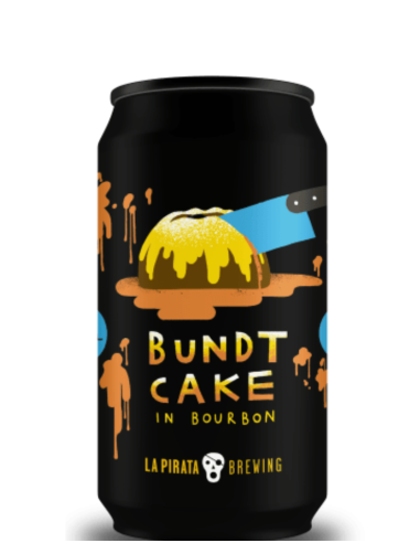 33cl can of LA PIRATA brand beer - BUNDT CAKE, Pastry Imperial Stout style